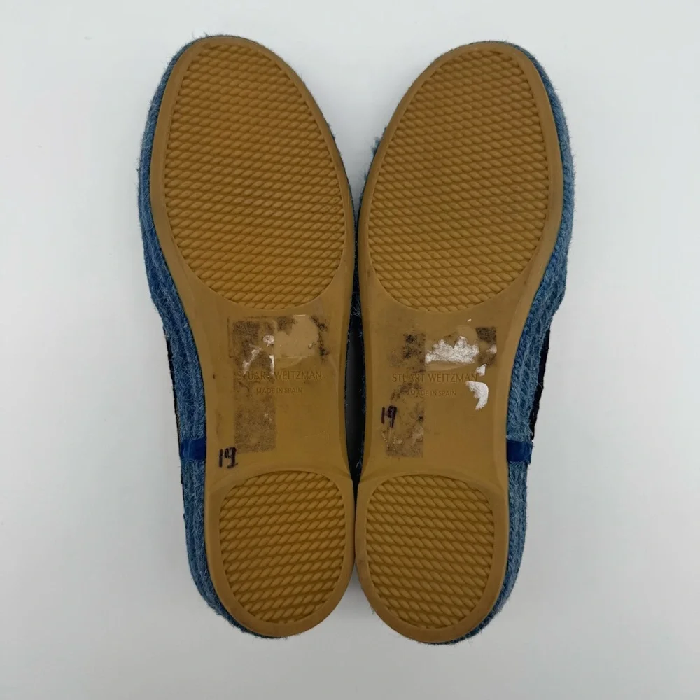 Stuart Weitzman Meshuga Navy Blue Floral Lace Espadrille Flats Size 5.5-6